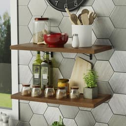 Kit 2 Prateleiras Suspensas para Cozinha Madesa 60 cm com Mão Francesa - Rustic