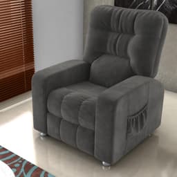 Poltrona Reclinável Almofada Roma Veludo Maserati Chumbo