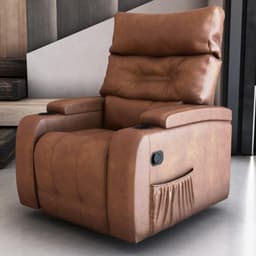 Poltrona Reclinável Giratória Grace Courino Montana Whisky