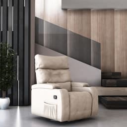 Poltrona Reclinável Giratória Texas Corino Bege