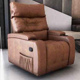 Poltrona Reclinável Giratória Texas Courino Montana Whisky