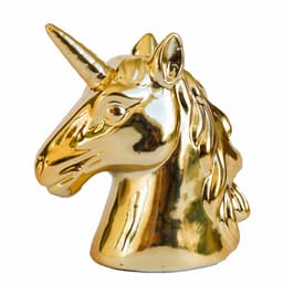 Cofre Busto Unicornio Cromado Dourado Decoração