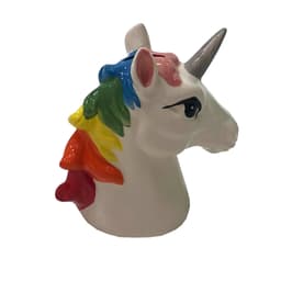 Cofre Ceramica Busto Unicornio Colorida Decorativo Infantil