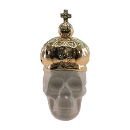 Cofrinho Caveira Coroa Decorativo Cerâmica Dourada 15x10x14cm