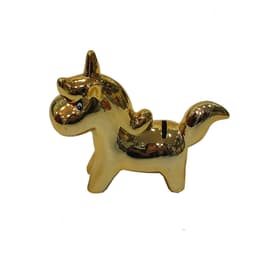 Cofrinho Unicornio Ceramica Decorativo Cromado Dourado