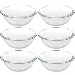 6 Tigela de Vidro Marinex Redondas 1,5L Potes Bowls Plus Astral para Saladas Sobremesas Receitas