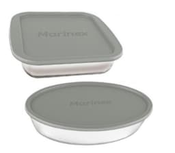 Conjunto Assadeiras De Vidro Com Tampa Marinex 02 Peças