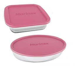 Conjunto Assadeiras De Vidro Com Tampa Marinex 02 Peças