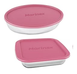 Conjunto Assadeiras De Vidro Marinex  Com Tampa 02 Peças