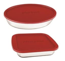 Conjunto Assadeiras De Vidro Marinex  Com Tampa 02 Peças