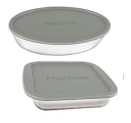 Conjunto Assadeiras De Vidro Marinex  Com Tampa 02 Peças