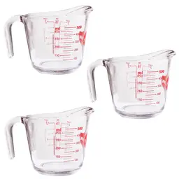 Kit 03 Jarras Medidoras de Vidro 500ml Marinex com Alça e Bi