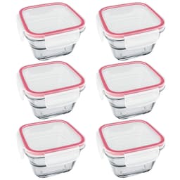Kit 6 Potes De Vidro Quadrados Tampas Herméticas Com Travas 500ml Marmitas Facilita Marinex