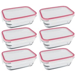Kit 6 Potes De Vidro Retangulares Tampas Herméticas Com Travas 850ml Facilita Marinex