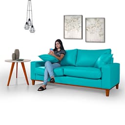 Sofá Living Istambul Em Couro Sintético Courino Essencial Estofados