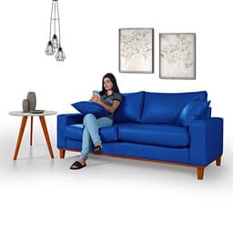 Sofá Living Istambul Em Couro Sintético Courino Essencial Estofados