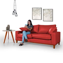 Sofá Living Istambul Em Couro Sintético Courino Essencial Estofados