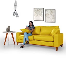 Sofá Living Istambul Em Couro Sintético Courino Essencial Estofados