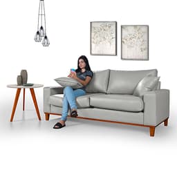 Sofá Living Istambul Em Couro Sintético Courino Essencial Estofados