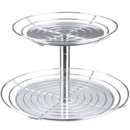 Fruteira Redonda de Mesa Aramada Dupla de Bancada 2 Andares Grande Com Vidro Masutti