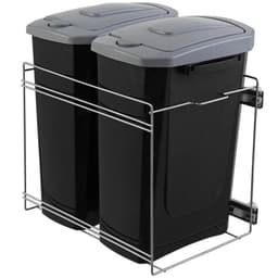 Lixeira Dupla de Cozinha 15L Deslizante Preta Masutti Corred