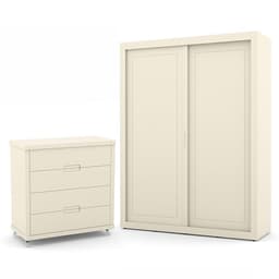 Jogo de Quarto Infantil com Guarda Roupa 2 Portas de Correr e Cômoda 4 Gavetas Tutto New Off White - Matic Móveis