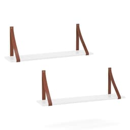 Kit 2 Prateleiras Gold Branco Soft com Alças de Couro - Matic Móveis