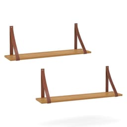 Kit 2 Prateleiras Gold Freijó com Alças de Couro - Matic Móveis