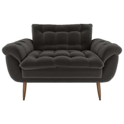 Sofá 2 Lugares Pequeno 1,25 Pés Em Madeira Maciça Xangai Veludo Cinza Matrix