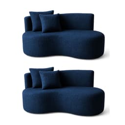 Kit 02 Sofá Decorativo Curvo Orgânico Nature Gaia Boucle Azul Marinho - Montanaris Decor