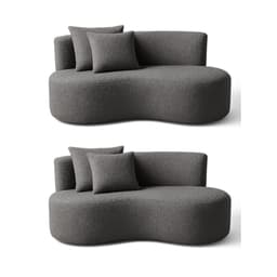 Kit 02 Sofá Decorativo Curvo Orgânico Nature Gaia Boucle Cinza - Montanaris Decor
