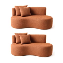 Kit 02 Sofá Decorativo Curvo Orgânico Nature Gaia Boucle Terracota - Montanaris Decor