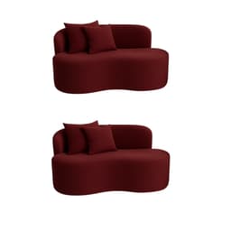 Kit 02 Sofá Decorativo Curvo Orgânico Nature Gaia Suede Bordo - Montanaris Decor