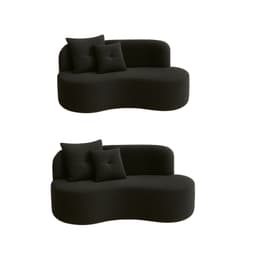 Kit 02 Sofá Decorativo Curvo Orgânico Nature Gaia Suede Preto - Montanaris Decor