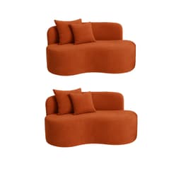 Kit 02 Sofá Decorativo Curvo Orgânico Nature Gaia Suede Terracota - Montanaris Decor