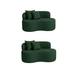 Kit 02 Sofá Decorativo Curvo Orgânico Nature Gaia Suede Verde - Montanaris Decor