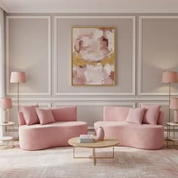 Kit 02 Sofá Decorativo Curvo Orgânico Nature Gaia Veludo Veludo Rosa - Montanaris Decor