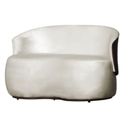 Namoradeira 2 Lugares Orgânica Decorativa Beatriz Veludo Bege/PU Marrom - Montanaris Decor