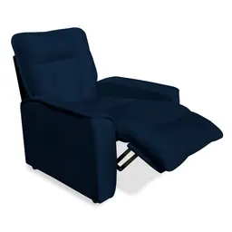 Poltrona do Papai Reclinável Manual Comfort Veludo Azul Marinho - Montanaris Decor