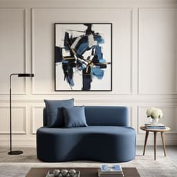 Sofá  Decorativo Curvo Orgânico Nature Gaia Suede Azul Royal - Montanaris Decor