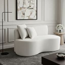 Sofá  Decorativo Curvo Orgânico Nature Gaia Suede Branco - Montanaris Decor