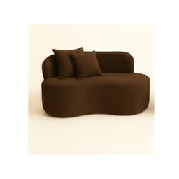 Sofá  Decorativo Curvo Orgânico Nature Gaia Suede Marrom - Montanaris Decor