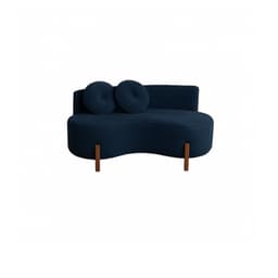 Sofá Decorativo Curvo Orgânico Living Veludo Azul Marinho - Montanaris Decor