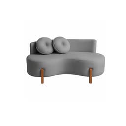 Sofá Decorativo Curvo Orgânico Living Veludo Cinza - Montanaris Decor