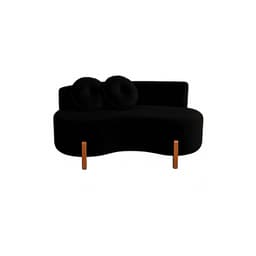Sofá Decorativo Curvo Orgânico Living Veludo Preto - Montanaris Decor