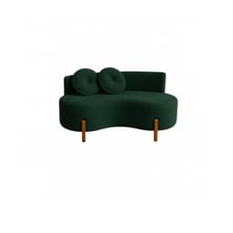 Sofá Decorativo Curvo Orgânico Living Veludo Verde - Montanaris Decor