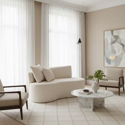 Sofá Decorativo Curvo Orgânico Nature Gaia Suede Marfim - Montanaris Decor