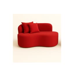 Sofá Decorativo Curvo Orgânico Nature Gaia Suede Vermelho - Montanaris Decor