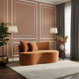 Sofá Decorativo Curvo Orgânico Nature Gaia Veludo Terracota - Montanaris Decor