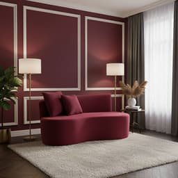 Sofá Decorativo Curvo Orgânico Nature Gaia Veludo Vermelho - Montanaris Decor